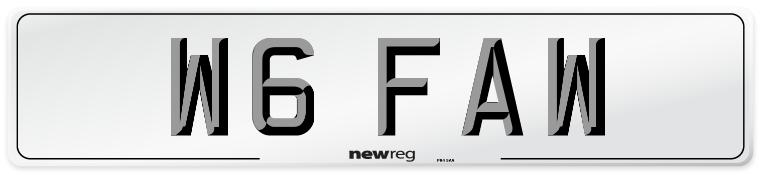 W6 FAW Number Plate from New Reg